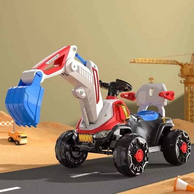 LED-Scheinwerfer und dynamische Musik-Ride-On-Bauauto für Kinder in Orange