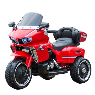 Plastikkinder fahren auf Mini-Motorrad mit Frühschulfunktion und englischer Geschichte